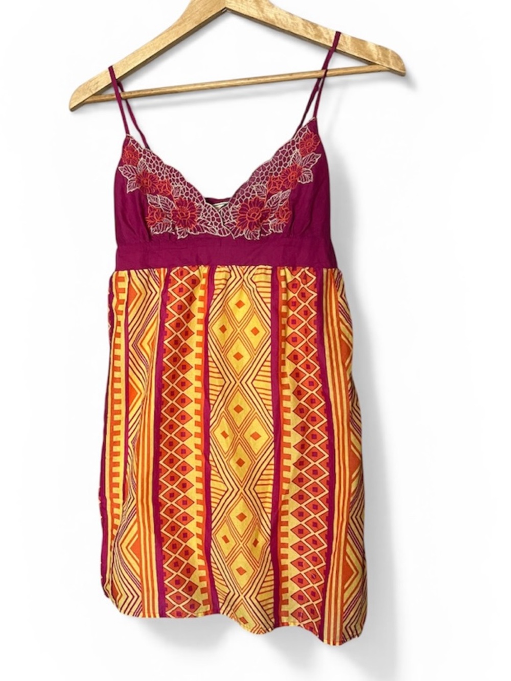 Flying Tomato Embroidered Dress Yellow and Raspberry Pink